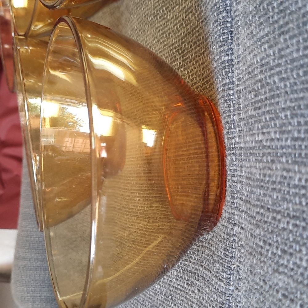 set of 7 Vintage Vitrosax-Bormioli, Italy amber yellow glass dessert bowls